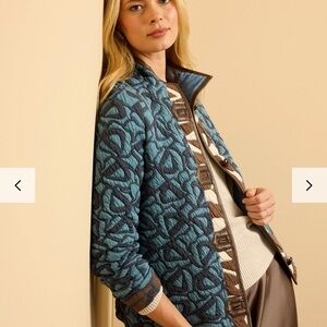 NIC+ZOE Teal and Brown Bomber Jacket